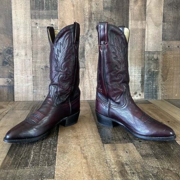 Dan Post 2112 R Black Cherry Western Cowboy Boots Mens 8.5 D - Picture 2 of 12